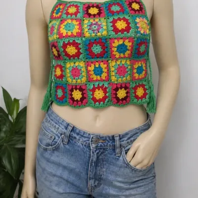 Top crochet coloré